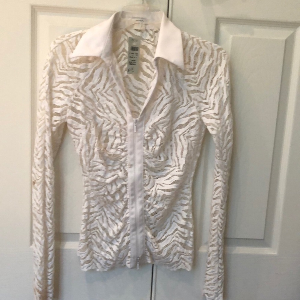 Cache lace top with zipper new with tag